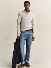 GANT Brown Casual Cotton Half Zip Jumper - Image 3 of 5