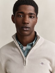 GANT Brown Casual Cotton Half Zip Jumper - Image 4 of 5
