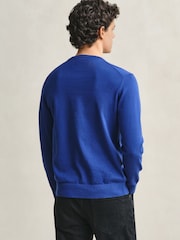 GANT Blue Classic Cotton Crew Neck Jumper - Image 2 of 5