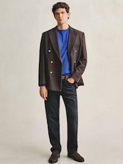 GANT Blue Classic Cotton Crew Neck Jumper - Image 3 of 5