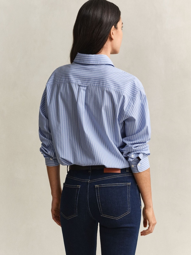 GANT Purple Relaxed Fit Classic Poplin Stripe Shirt - Image 2 of 6
