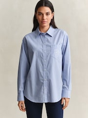 GANT Purple Relaxed Fit Classic Poplin Stripe Shirt - Image 3 of 6