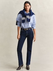 GANT Purple Relaxed Fit Classic Poplin Stripe Shirt - Image 4 of 6
