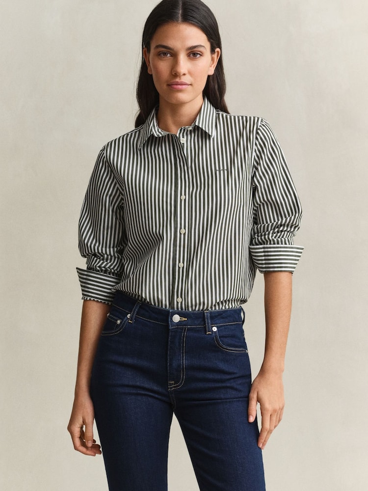 GANT Green Classic Poplin Stripe Shirt - Image 1 of 7