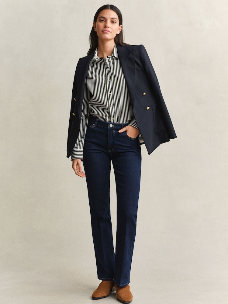 GANT Green Classic Poplin Stripe Shirt - Image 2 of 7