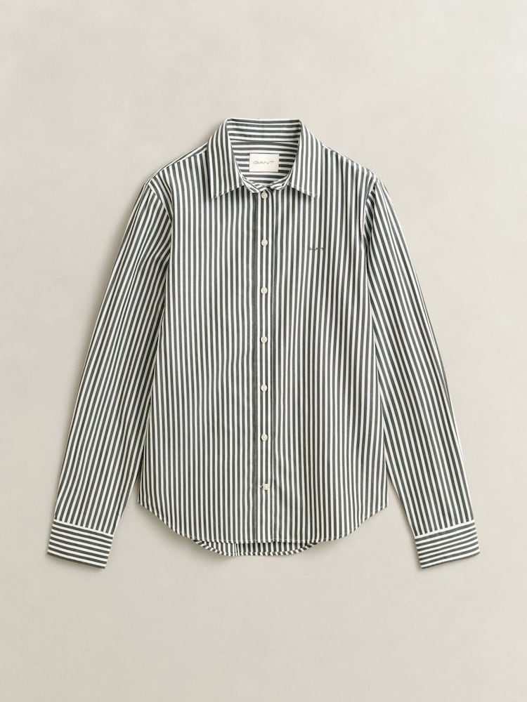 GANT Green Classic Poplin Stripe Shirt - Image 7 of 7