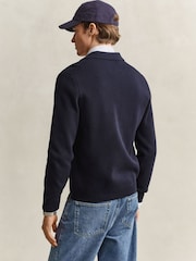 GANT Blue Knit Zip Through Collared Jacket - Image 2 of 7