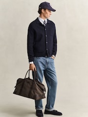 GANT Blue Knit Zip Through Collared Jacket - Image 3 of 7