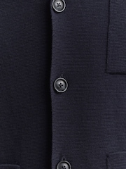 GANT Blue Knit Zip Through Collared Jacket - Image 7 of 7