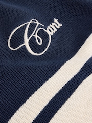 GANT Blue Varsity Block Stripe Knit V Neck Knit Jumper - Image 3 of 5