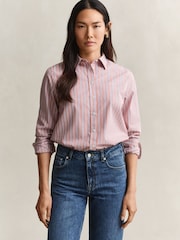 GANT Orange Classic Poplin Stripe Shirt - Image 1 of 7