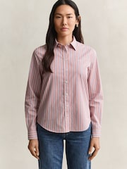 GANT Orange Classic Poplin Stripe Shirt - Image 3 of 7