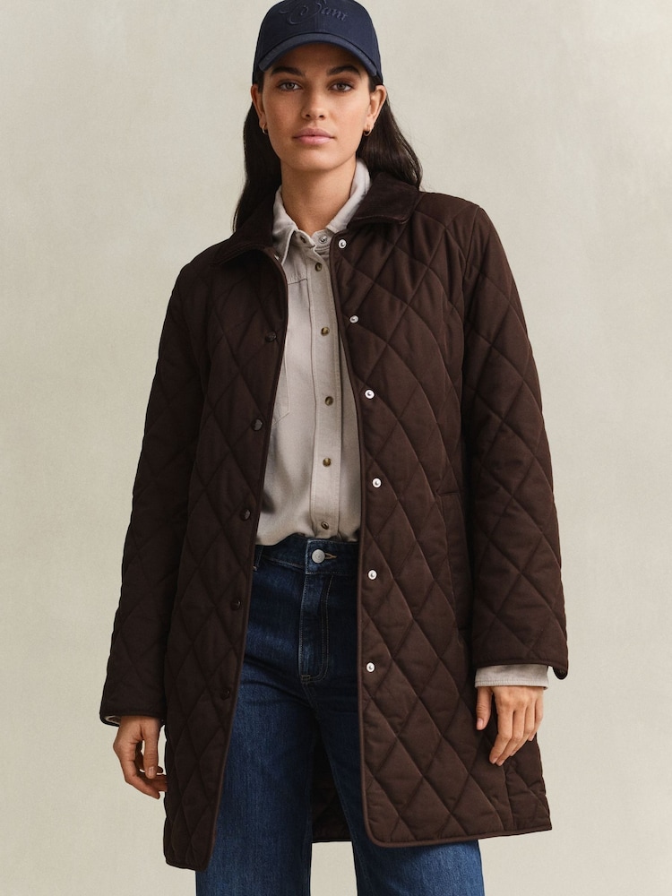 GANT Diamond Quilted Longline Jacket - Imaginea 2 din 8