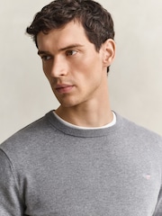GANT Grey Classic Cotton Crew Neck Jumper - Image 4 of 5