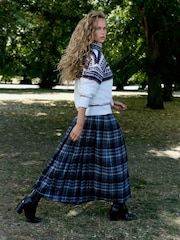 Ecru/Navy Fairisle Long Sleeve Standneck Knit Jumper With Wool - Image 2 of 7