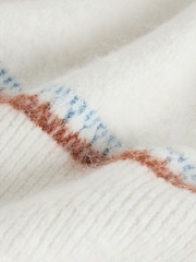 Ecru/Navy Fairisle Long Sleeve Standneck Knit Jumper With Wool - Image 6 of 7
