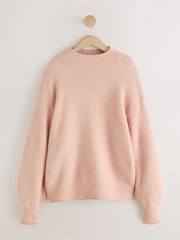 Blush Pink Long Sleeve Standneck Knit Jumper With Wool - Image 1 of 3