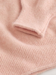Blush Pink Long Sleeve Standneck Knit Jumper With Wool - Image 3 of 3