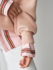 Blush Pink Long Sleeve Standneck Knit Jumper With Wool - Image 5 of 8
