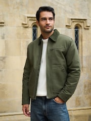 Green Canvas Trucker Borg Lined Jacket - Image 1 of 1