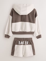 Baker by Ted Baker Brown 2 Piece Colour-Block Hoodie & Shorts Set - Image 2 of 5