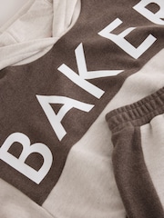 Baker by Ted Baker Brown 2 Piece Colour-Block Hoodie & Shorts Set - Image 3 of 5