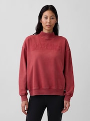 Gap Red Heavyweight French Terry Oversized Mock Neck Sweatshirt - Image 1 of 4