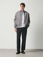 Charcoal Grey Faux Suede Funnel Neck Jacket - Image 2 of 5