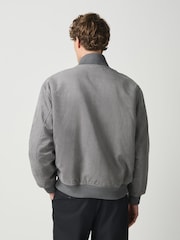 Charcoal Grey Faux Suede Funnel Neck Jacket - Image 3 of 5