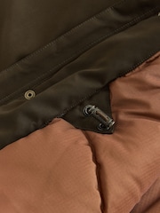 Khaki Green Shower Resistant Faux Fur Hooded Parka With Quilted Lining - Image 13 of 15
