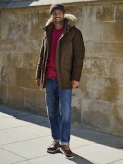 Khaki Green Shower Resistant Faux Fur Hooded Parka With Quilted Lining - Image 2 of 15