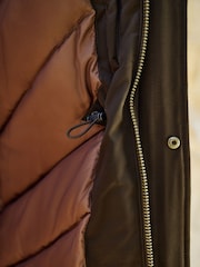 Khaki Green Shower Resistant Faux Fur Hooded Parka With Quilted Lining - Image 9 of 15