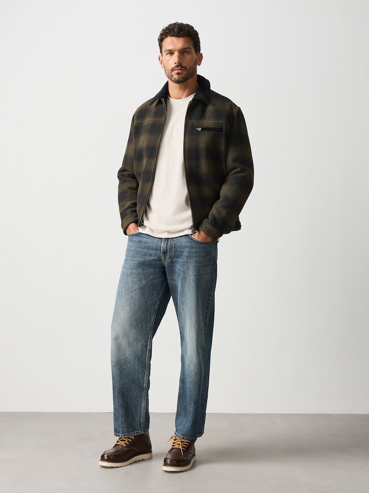 Green/Black Buffalo Check Worker Jacket With Wool - Image 2 of 6