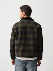 Green/Black Buffalo Check Worker Jacket With Wool - Image 3 of 6
