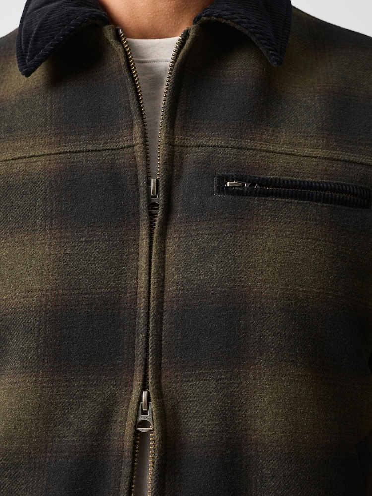 Green/Black Buffalo Check Worker Jacket With Wool - Image 6 of 6