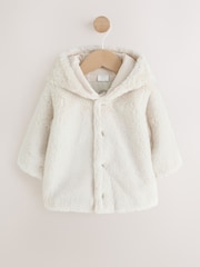 Ecru Faux Fur Hooded Baby Jacket (0mths-2yrs) - Image 1 of 8