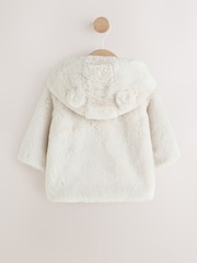 Ecru Faux Fur Hooded Baby Jacket (0mths-2yrs) - Image 2 of 8