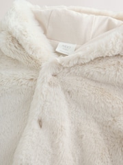 Ecru Faux Fur Hooded Baby Jacket (0mths-2yrs) - Image 4 of 8