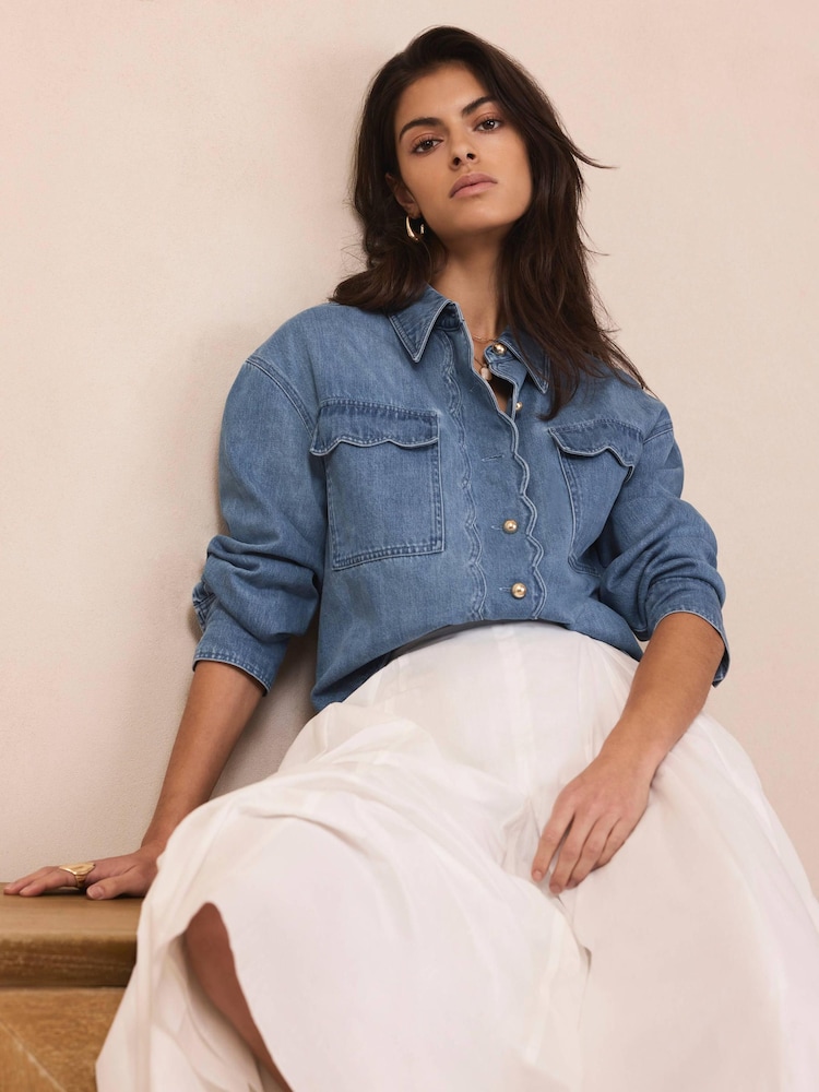Buy Mint Velvet Blue Denim Scallop Shirt from Next USA