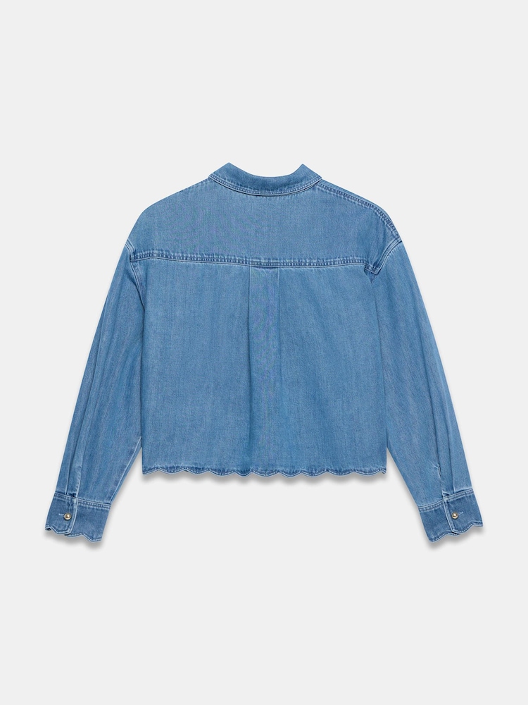 Mint Velvet Blue Denim Scallop Shirt - Image 8 of 8