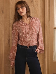 Mint Velvet Brown Floral Print Blouse - Image 2 of 8