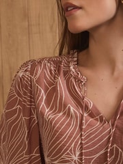 Mint Velvet Brown Floral Print Blouse - Image 5 of 8