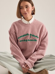 Anthropologie Amour Embroidered Pink Sweatshirt - Εικόνα 1 του 4