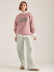 Anthropologie Amour Embroidered Pink Sweatshirt - Εικόνα 2 του 4