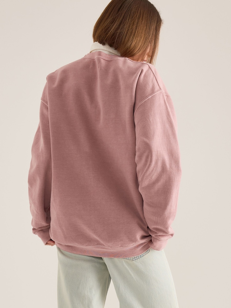 Anthropologie Amour Embroidered Pink Sweatshirt - Εικόνα 4 του 4