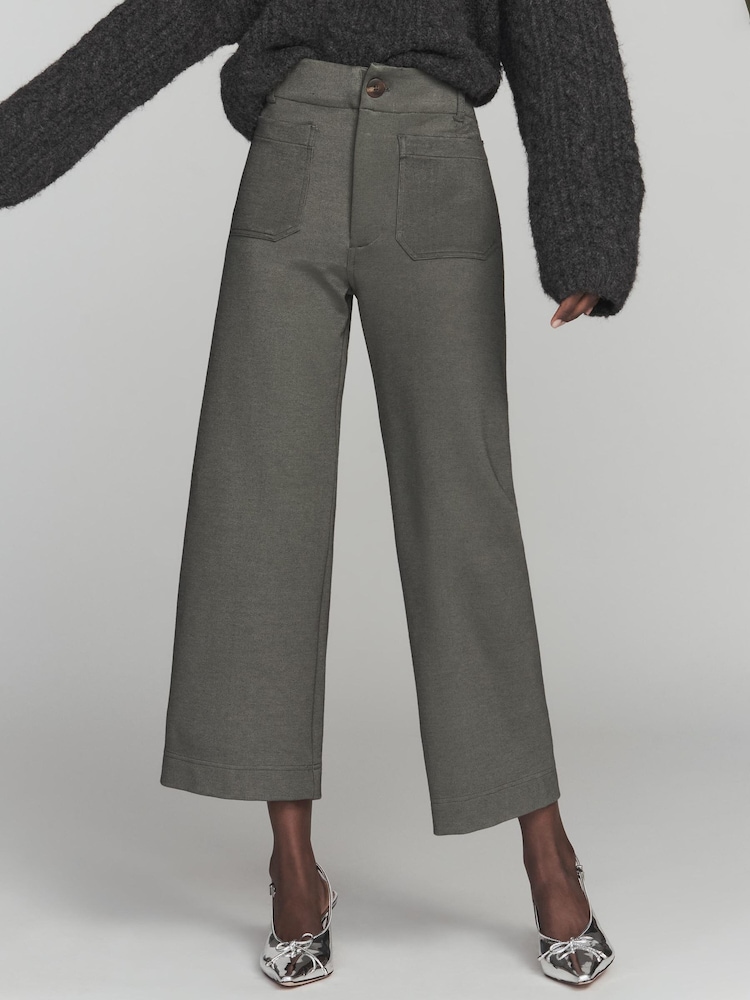Πράσινο - Anthropologie Maeve The Colette Knit Crop Wide-Leg Trousers - Εικόνα 1 του 4