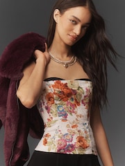 Anthropologie Maeve Jacquard Peekaboo Cream Tank Top - Image 1 de 4