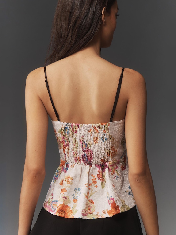 Anthropologie Maeve Jacquard Peekaboo Cream Tank Top - Image 2 de 4