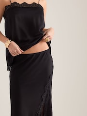 Anthropologie Lace-Trim Bias-Cut Satin Midi Skirt - Image 4 of 4