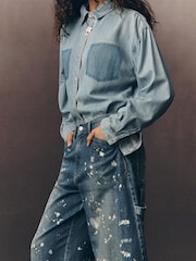 Anthropologie Blue Pilcro Kayden Heart Barrel Carpenter Jeans - Image 3 of 5